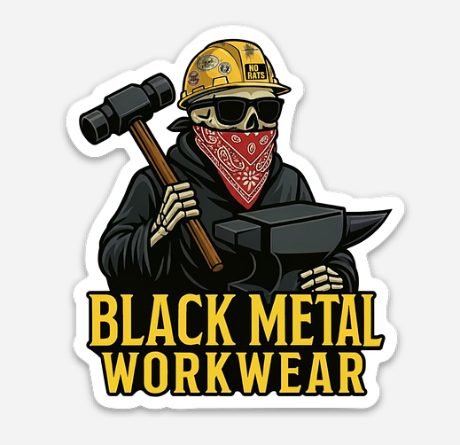 Black Metal Workwear Logo Sticker - Hardhat Edition 3"