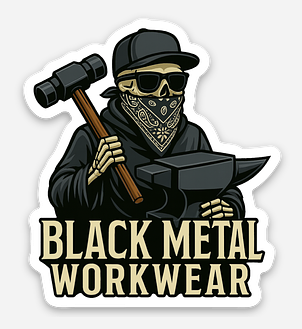 Black Metal Workwear Logo Sticker - 2"